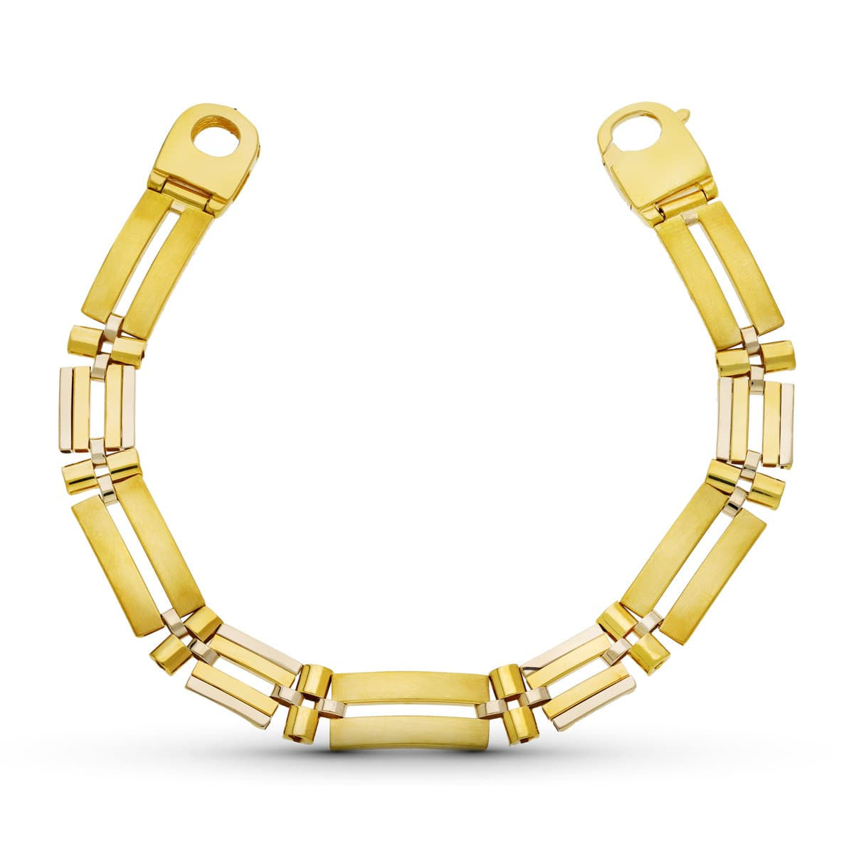 Pulsera de oro bicolor 18K eslabones rectangulares