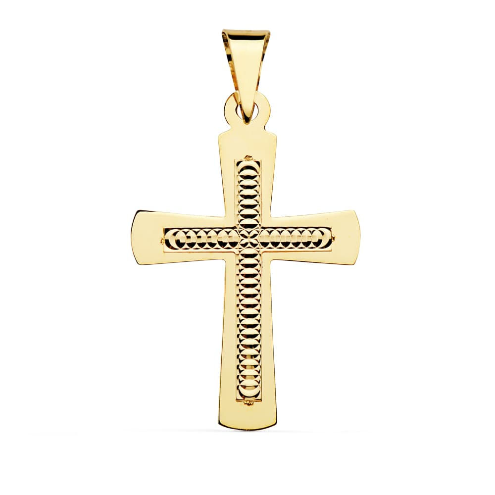 Cruz de oro amarillo 18K Cristo sin cristo, 34x22 mm