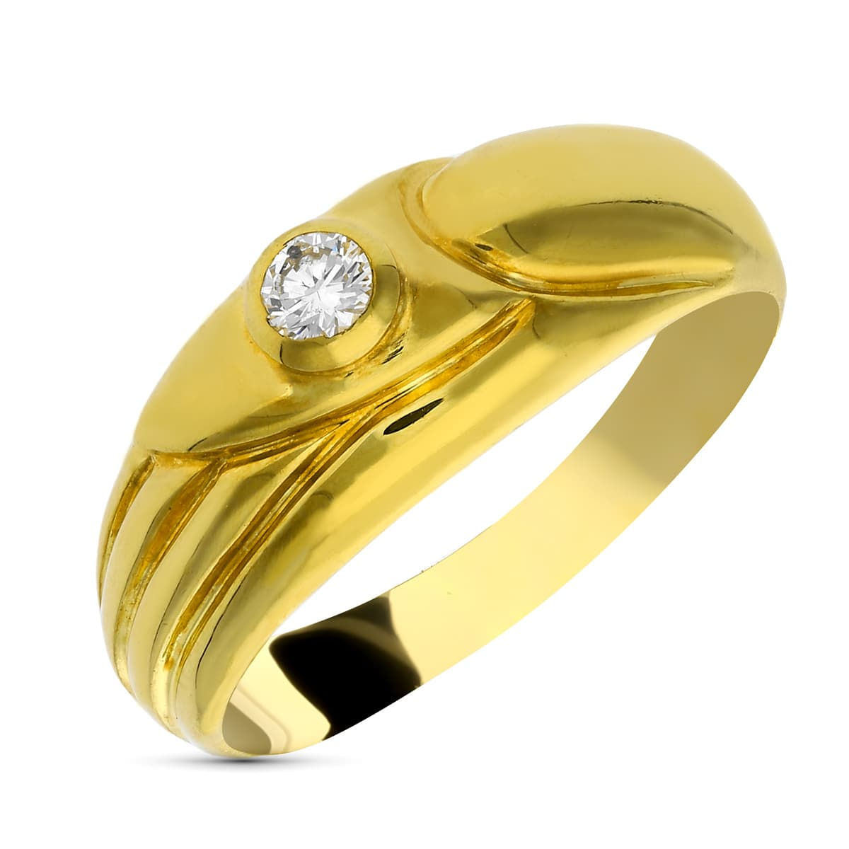 Sortija de oro bicolor 18K con diamante, 0,10 qts · 4,49 g