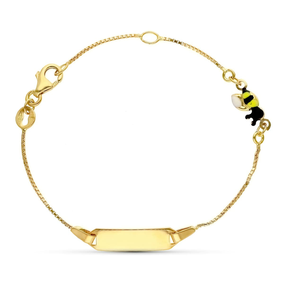 Esclava de oro amarillo 18K abeja con esmalte, 16 cm