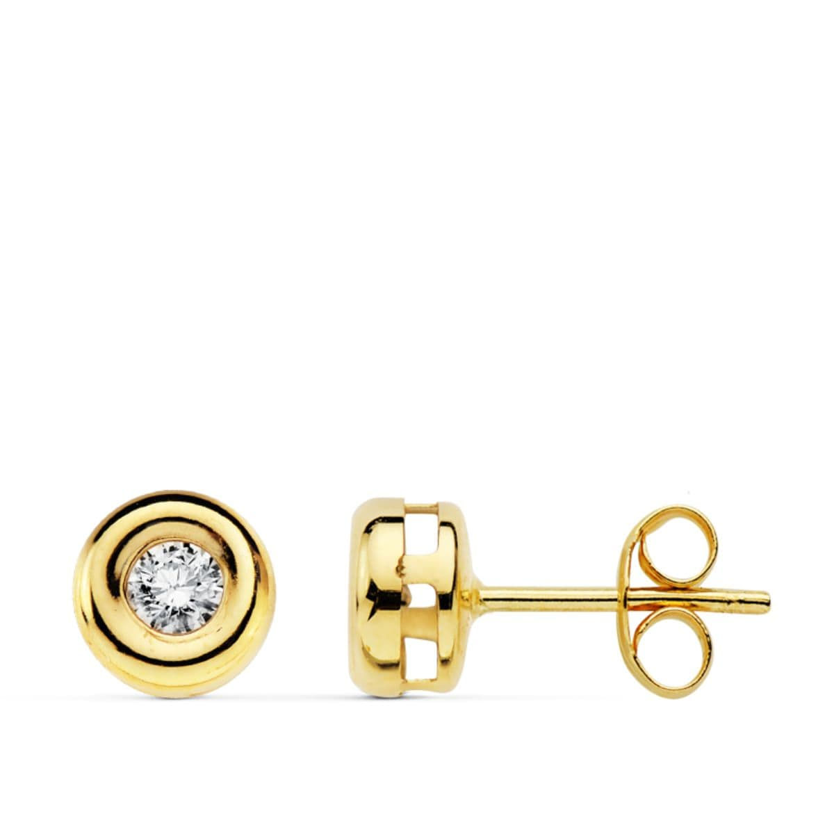 Pendientes de oro amarillo 18K chatón con diamante