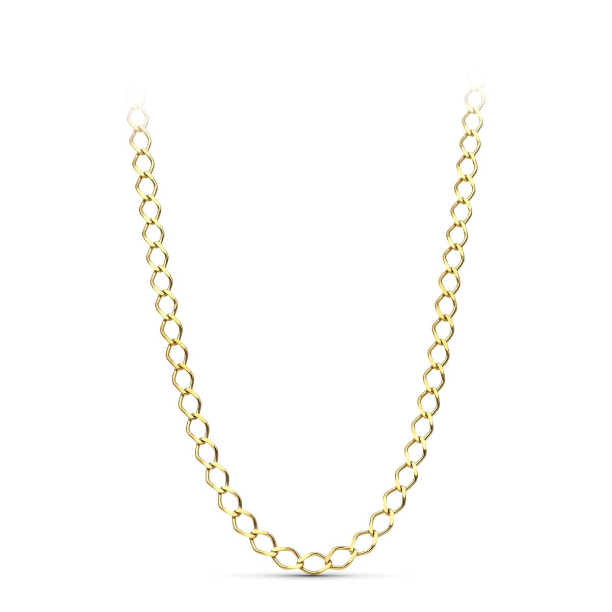 18k Cadena Oro Amarillo Maciza Rombo Maciza 50 Cm