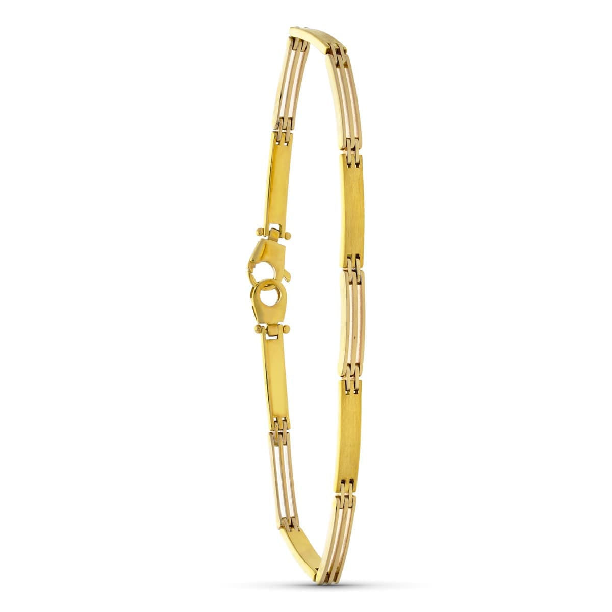Pulsera de oro bicolor 18K barras, 19 cm / 5 mm