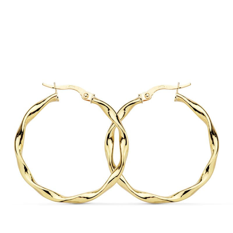 Aros de oro amarillo 18K retorcidos, 30x2,5 mm