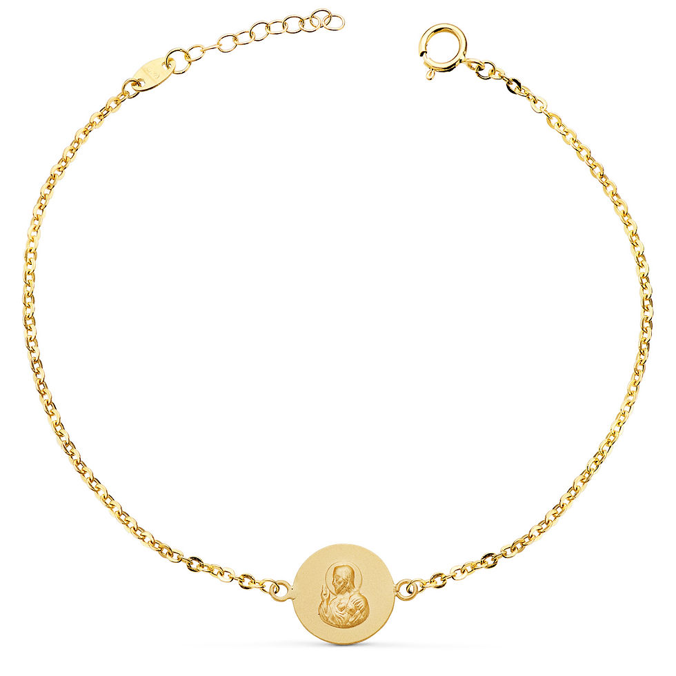 18k Pulsera Oro Amarillo Escapulario Oro Amarillo 12 Mm. Largo: 18 2 Cm