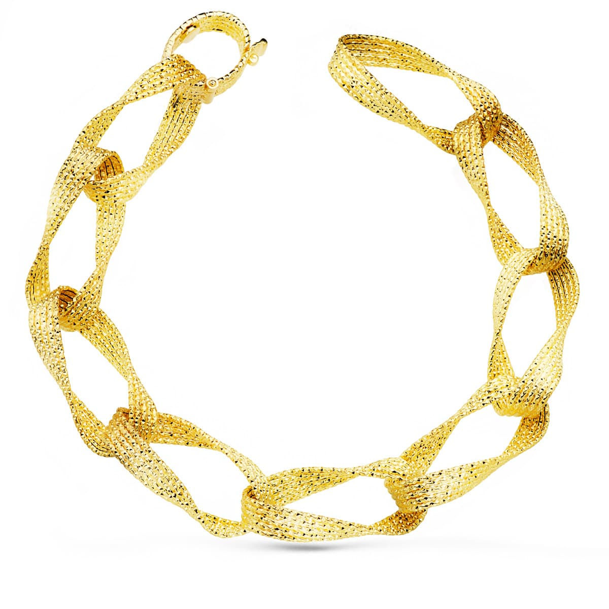 Pulsera de oro amarillo 18K eslabones, 11 mm / 22 cm