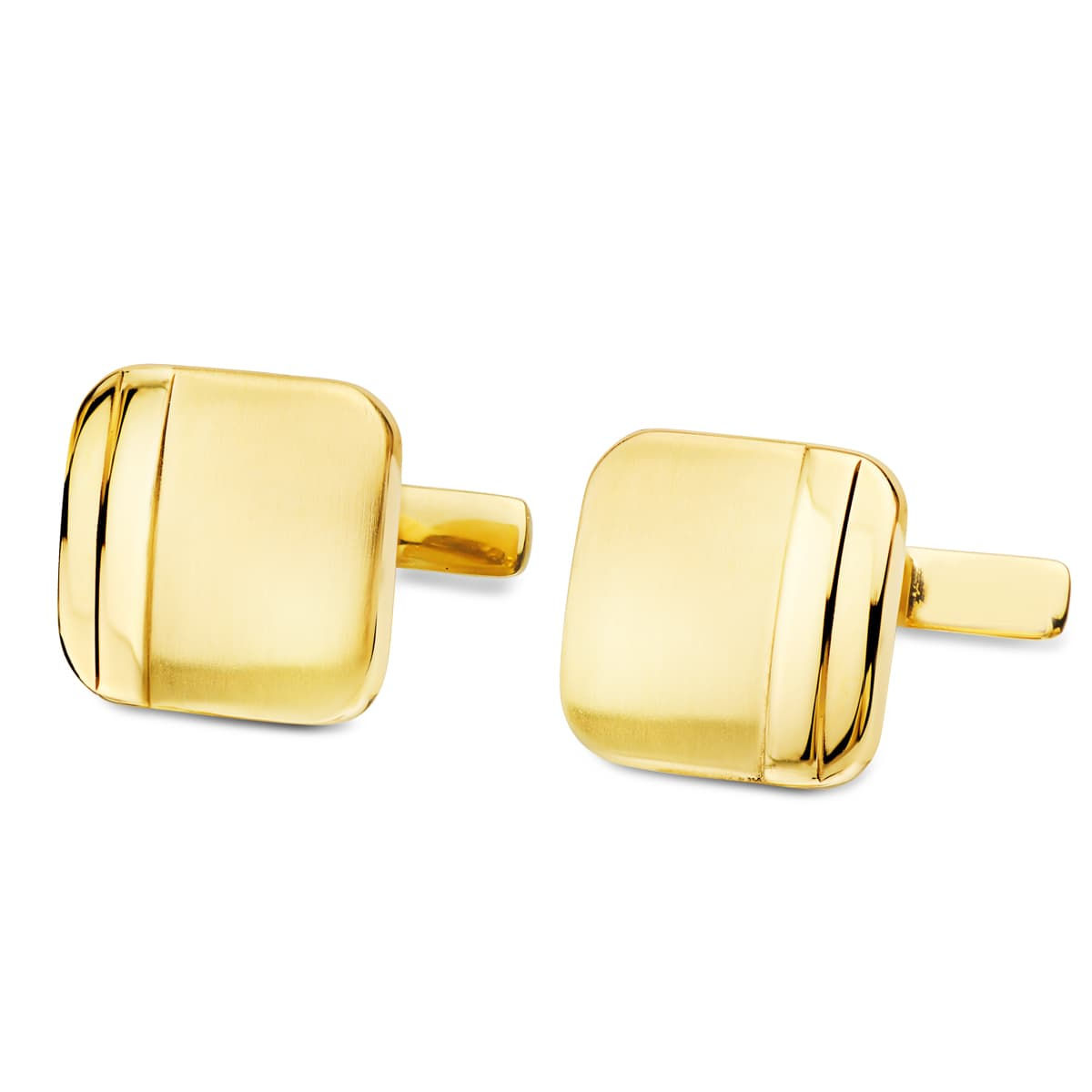 Gemelos de oro amarillo 18K cuadrados rígido oscilante, 14x14 mm · 4,78 g