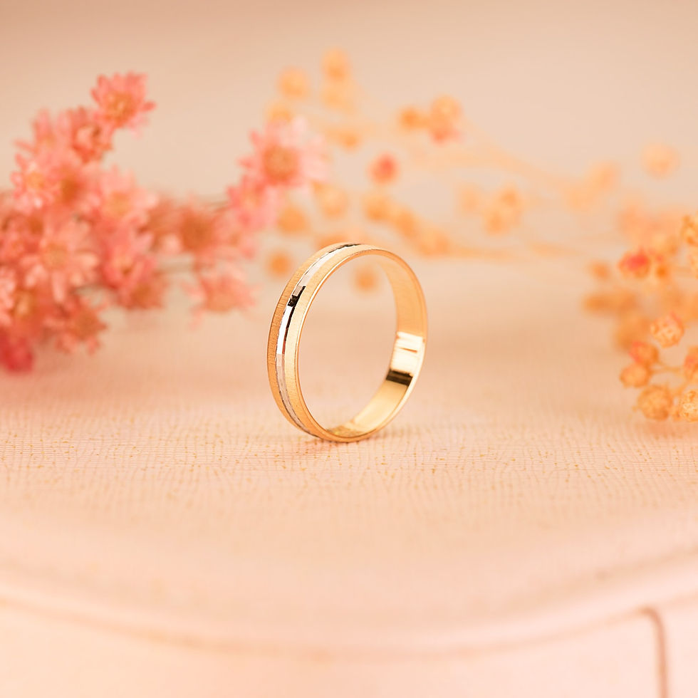 Miniatura: 18k Alianza Oro Bicolor Tallada Y Bordes Matizados. 3.5 Mm