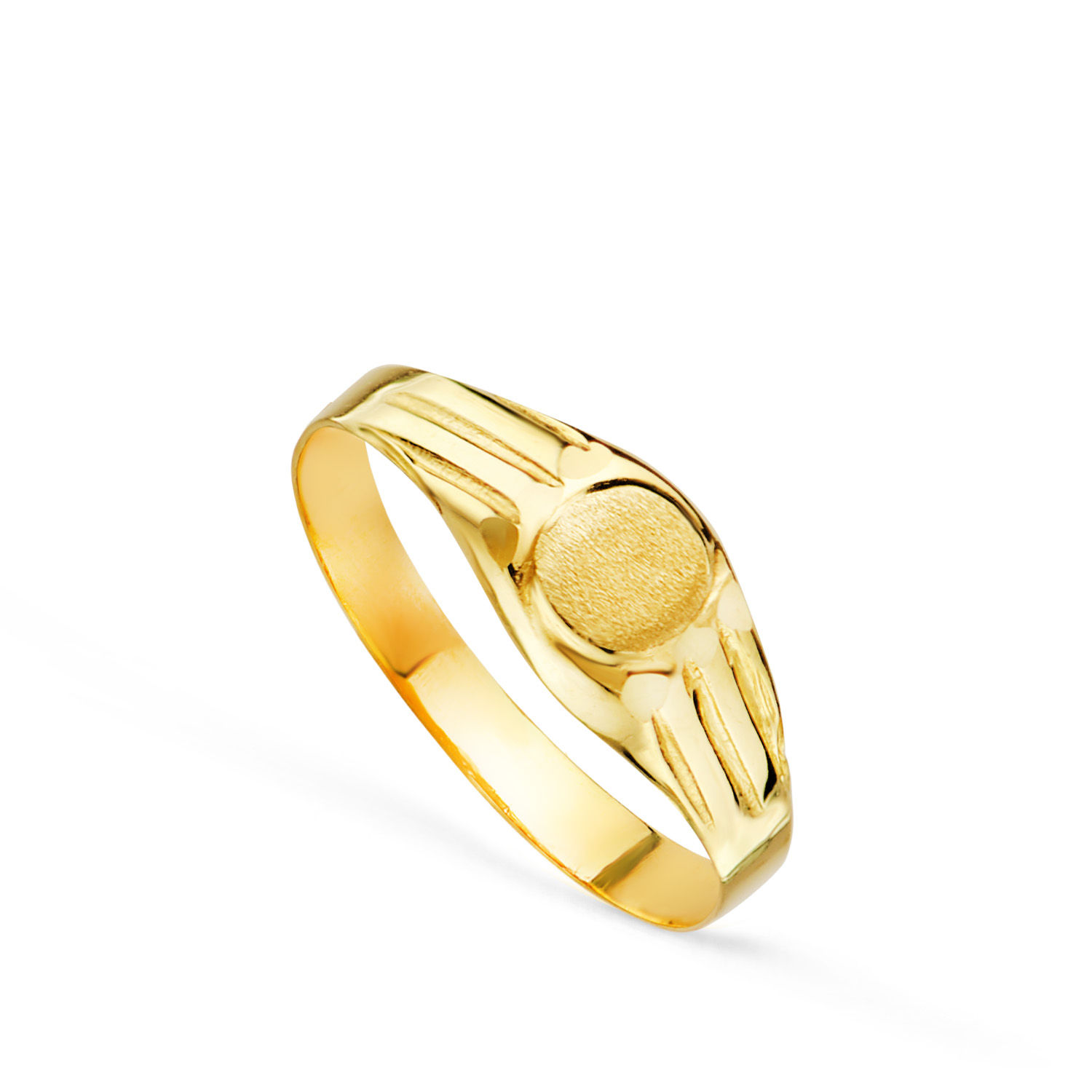 Sello de oro amarillo 18K bebé meñique redondo grabado, 4x4 mm
