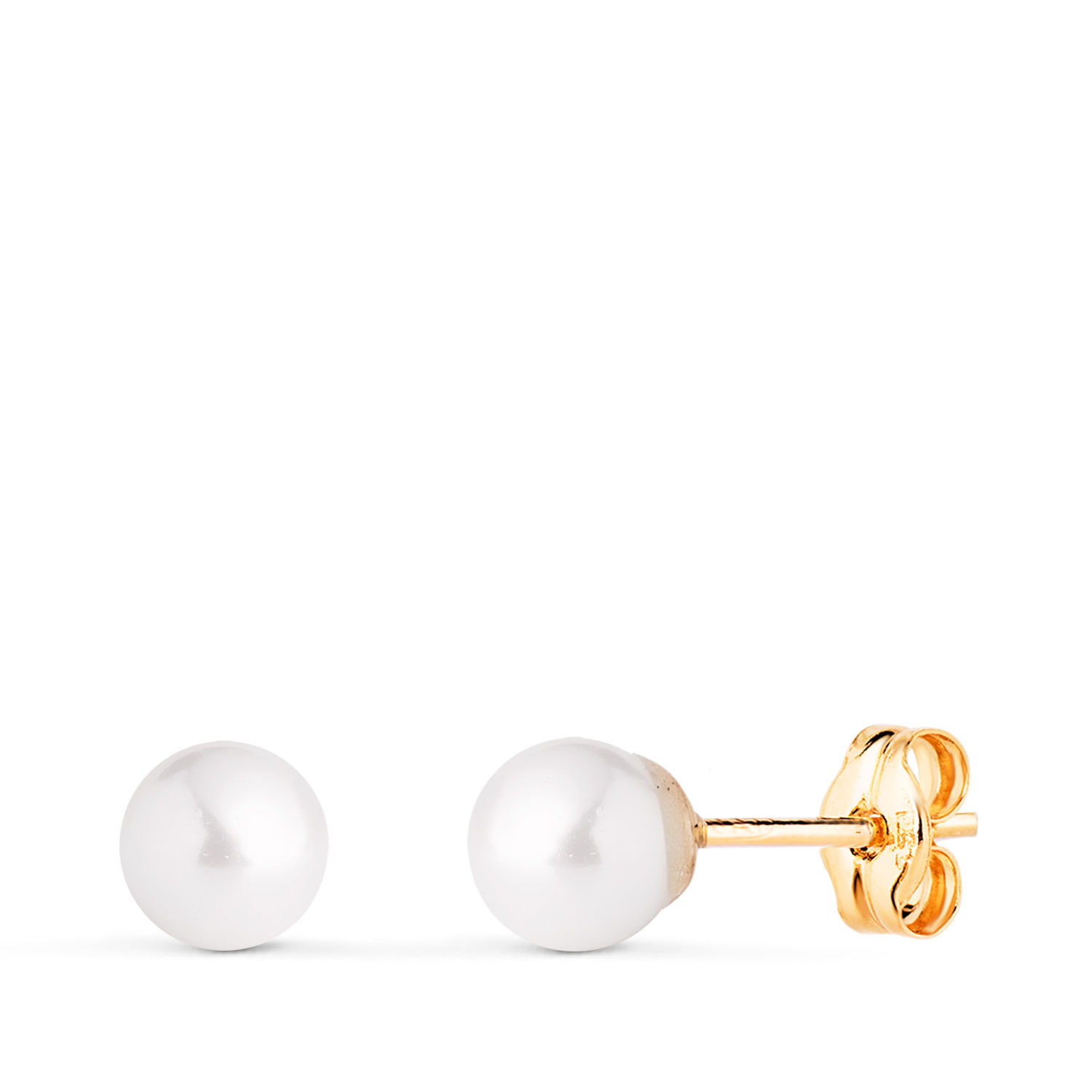 Pendientes de oro amarillo 18K casquilla con perla, 5 mm · 0,44 g