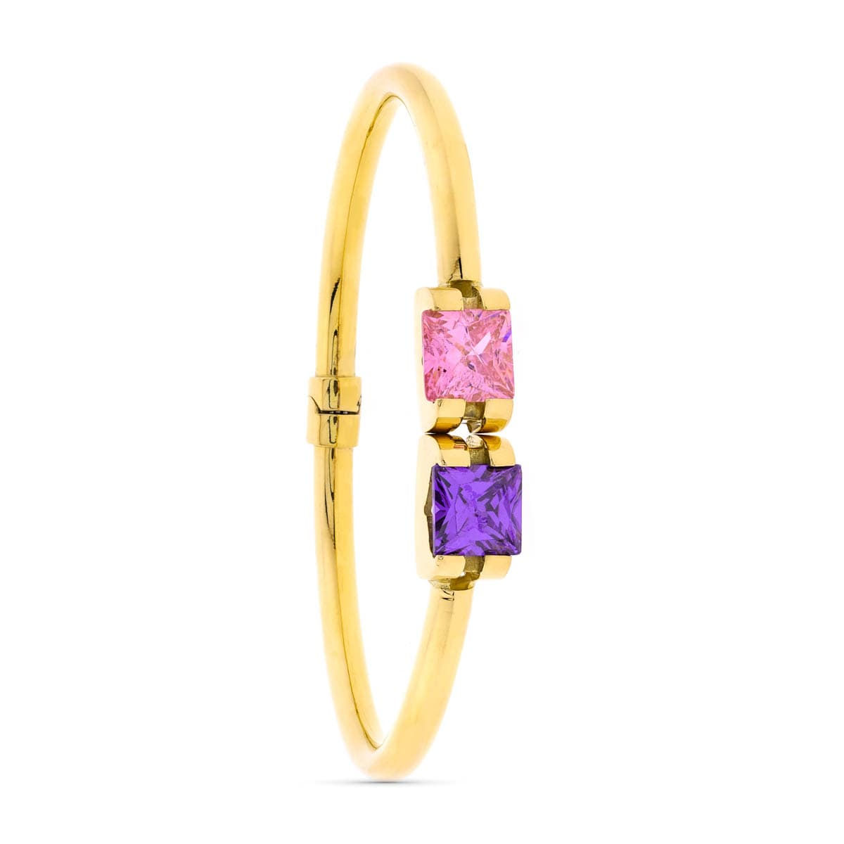 Pulsera de oro amarillo 18K rígida ros francia con amatista