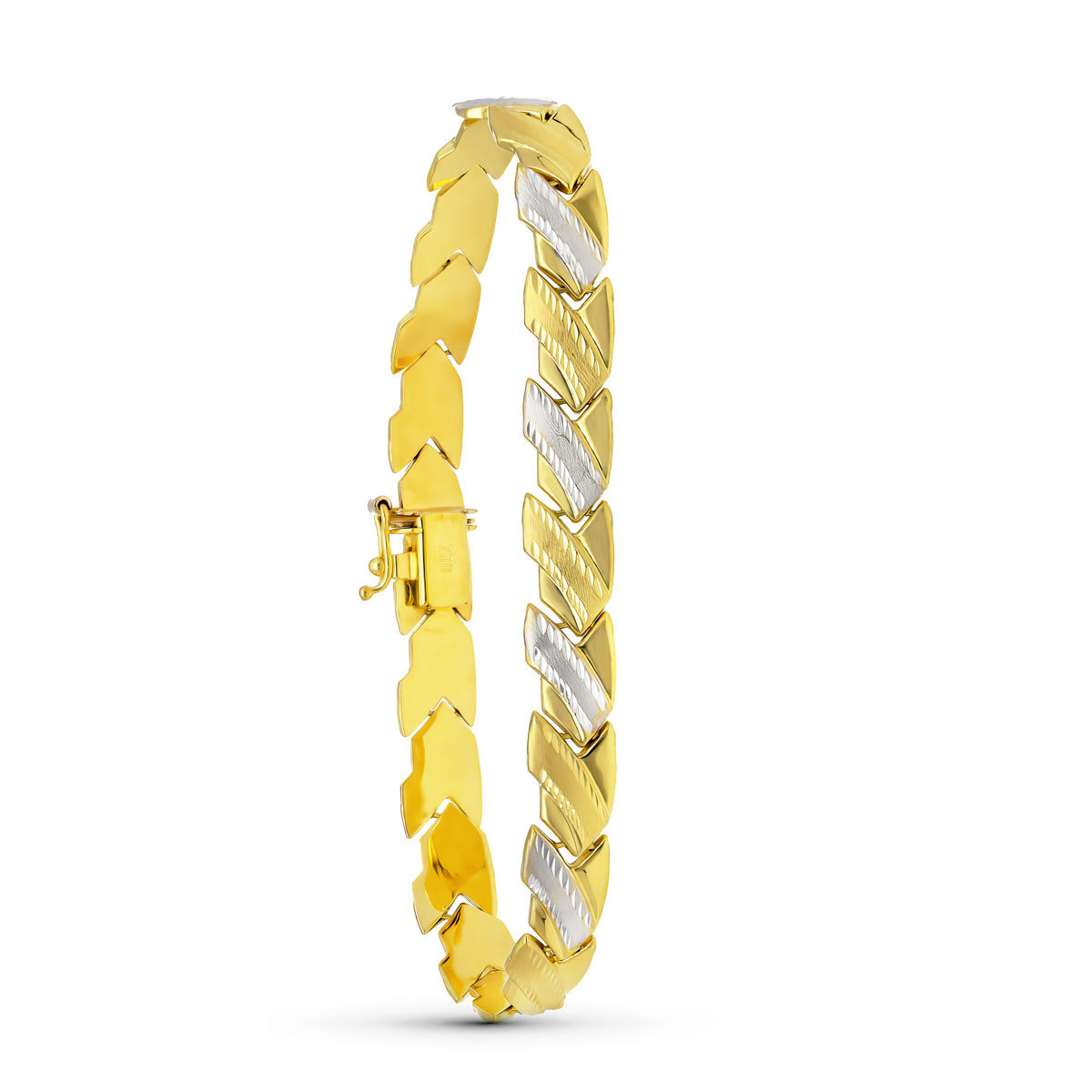 Pulsera de oro bicolor 18K estampacion · 10,25 g