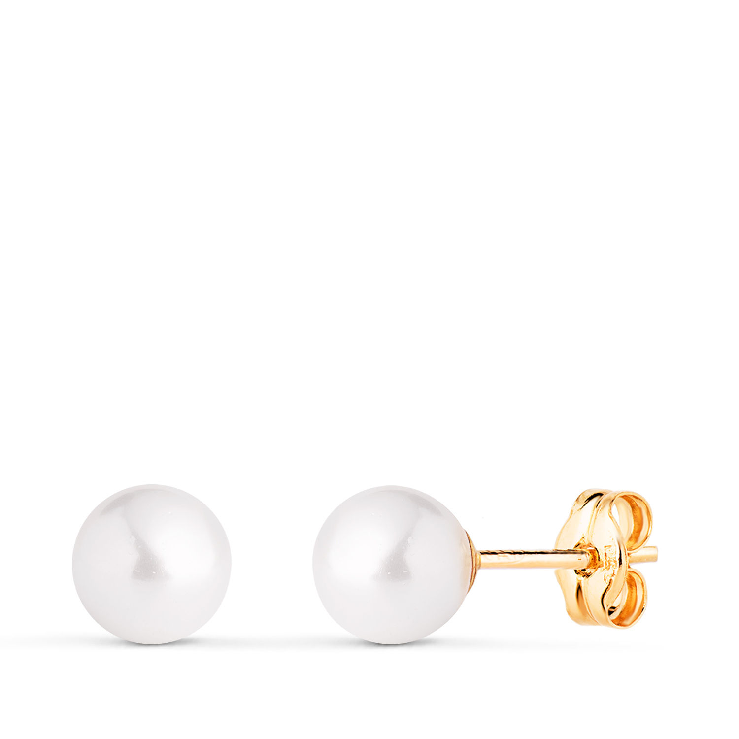 Pendientes de oro amarillo 18K casquilla con perla, 6 mm · 0,44 g