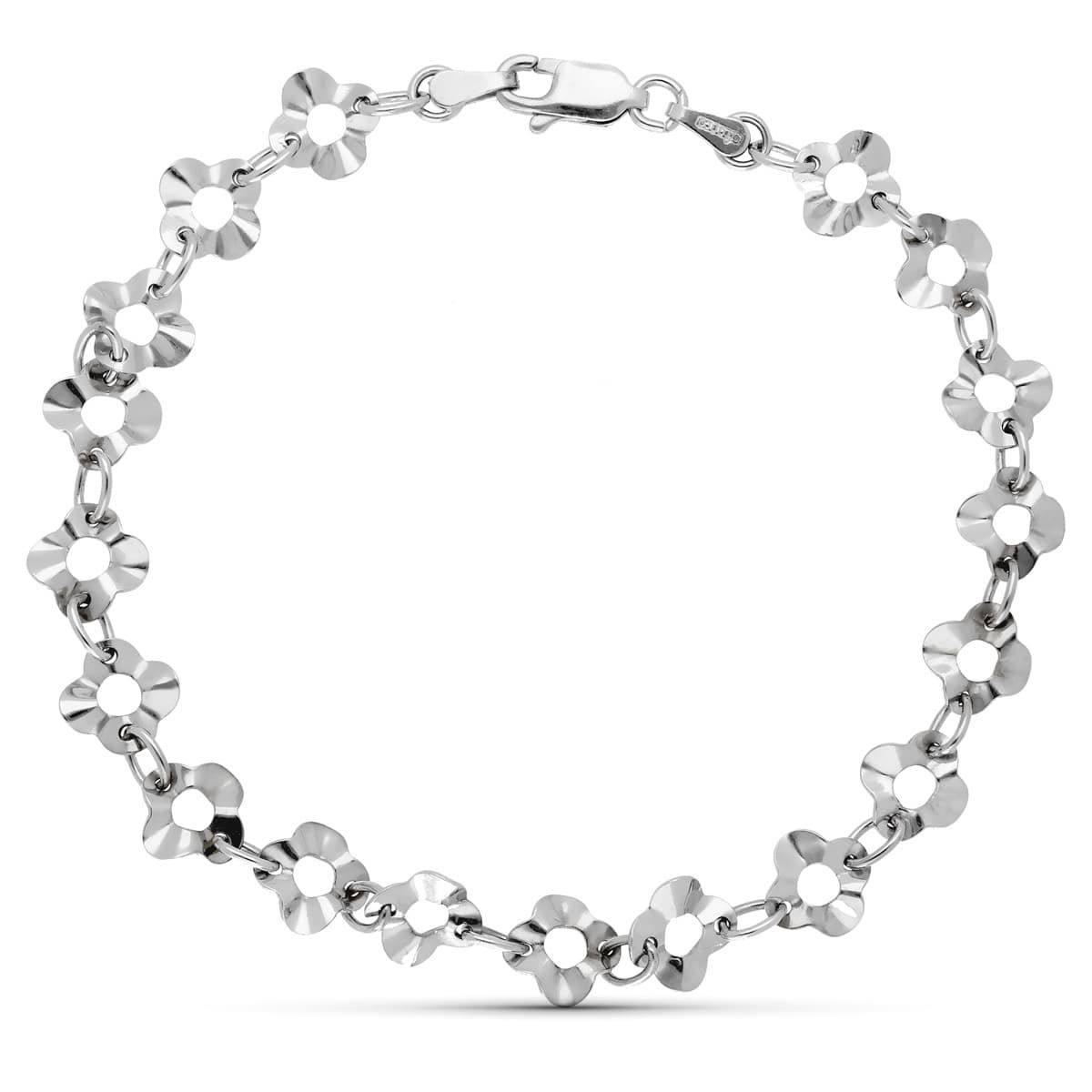 Pulsera de oro blanco 18K motivos, 19 cm