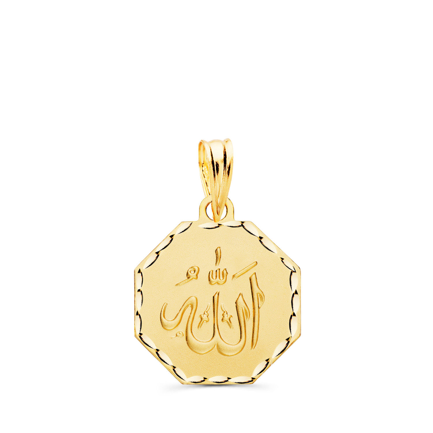 Medalla de oro amarillo 18K ala grande octogono, 15x15 mm · 1,55 g (ref. P1045)