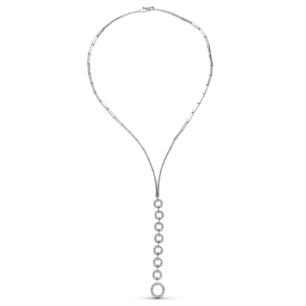 Gargantilla de oro blanco 18K círculos con circonita