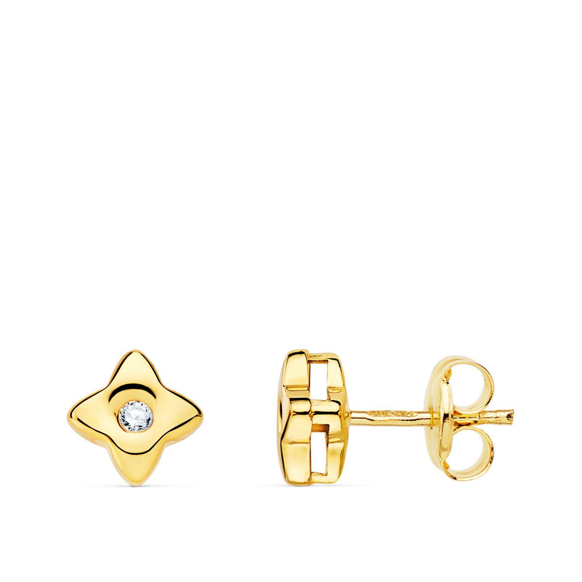 Pendientes de oro amarillo 18K estrella con diamante de laboratorio, 5,5x5,5 mm