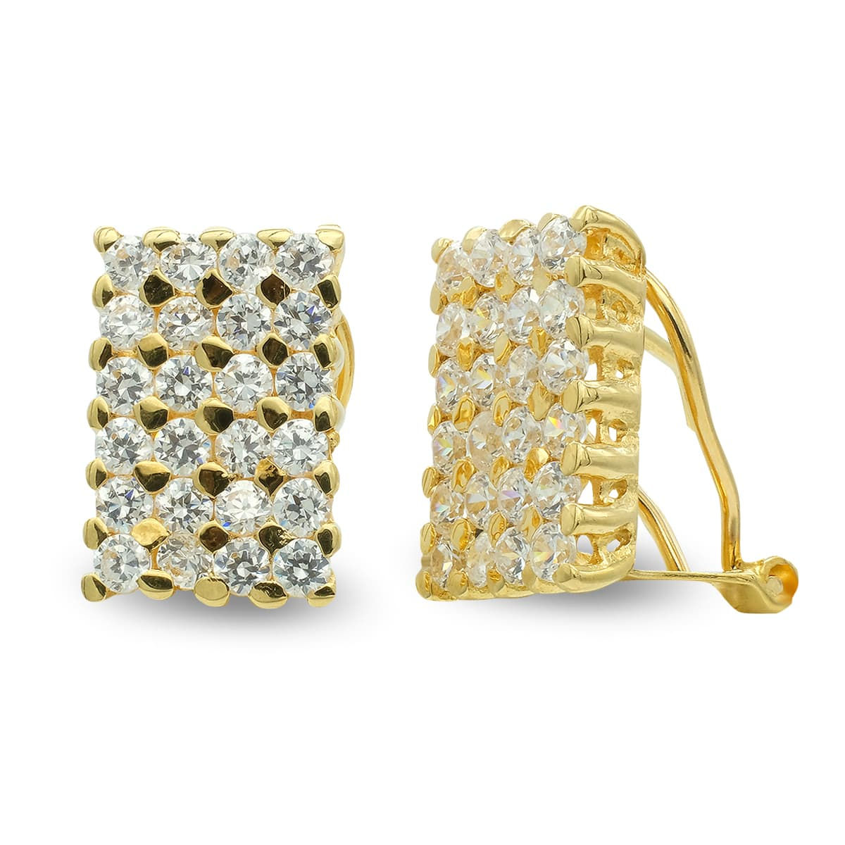Pendientes de oro amarillo 18K rectangulares con circonita