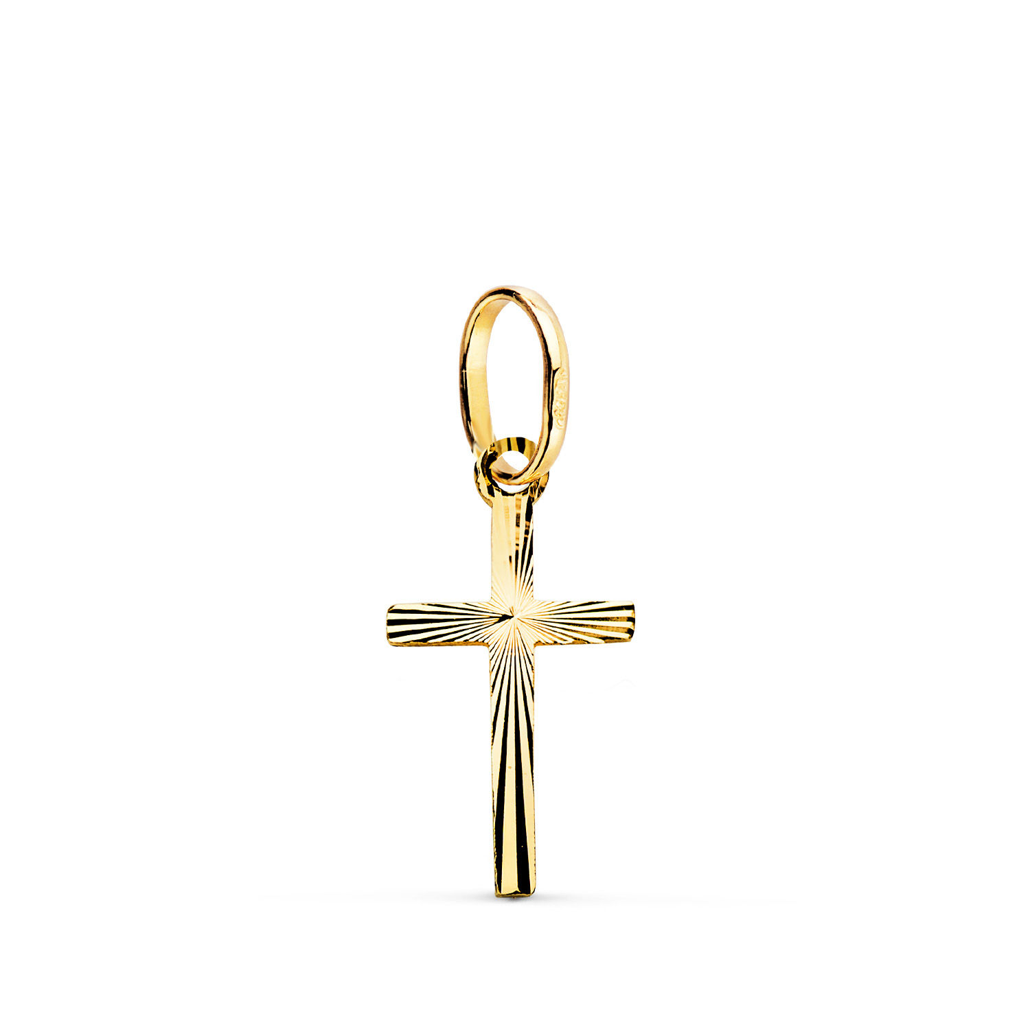 Cruz de oro amarillo 18K mini, 16x8 mm / 0,5 mm