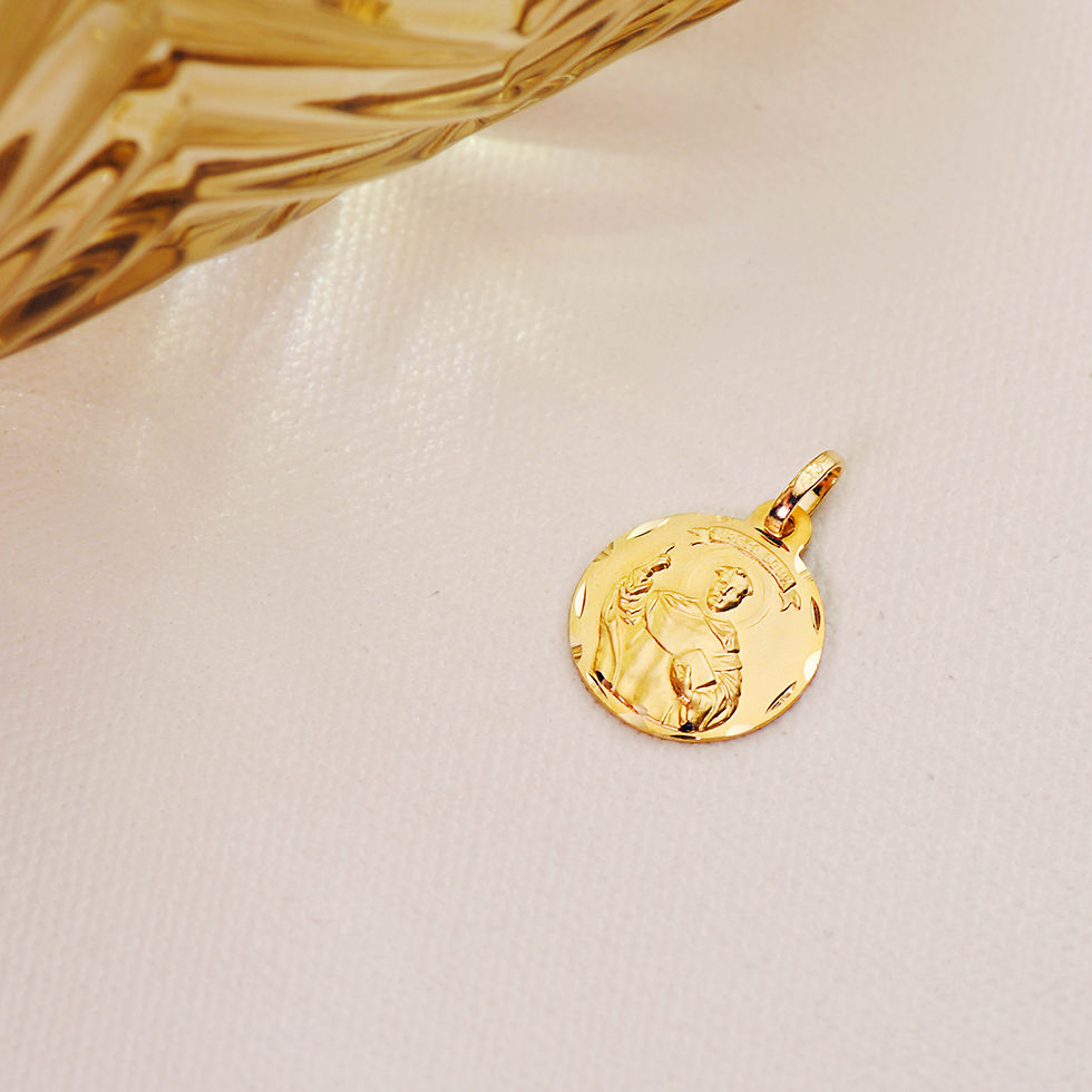 Miniatura: Medalla de oro amarillo 18K San Vicente Ferrer, 14 mm