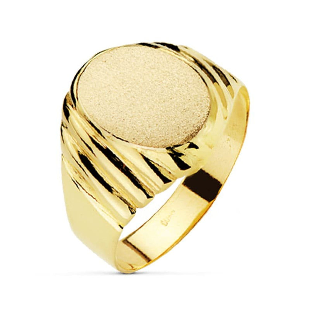 Sello de oro 18K amariilo oval grabado, 13x11 mm