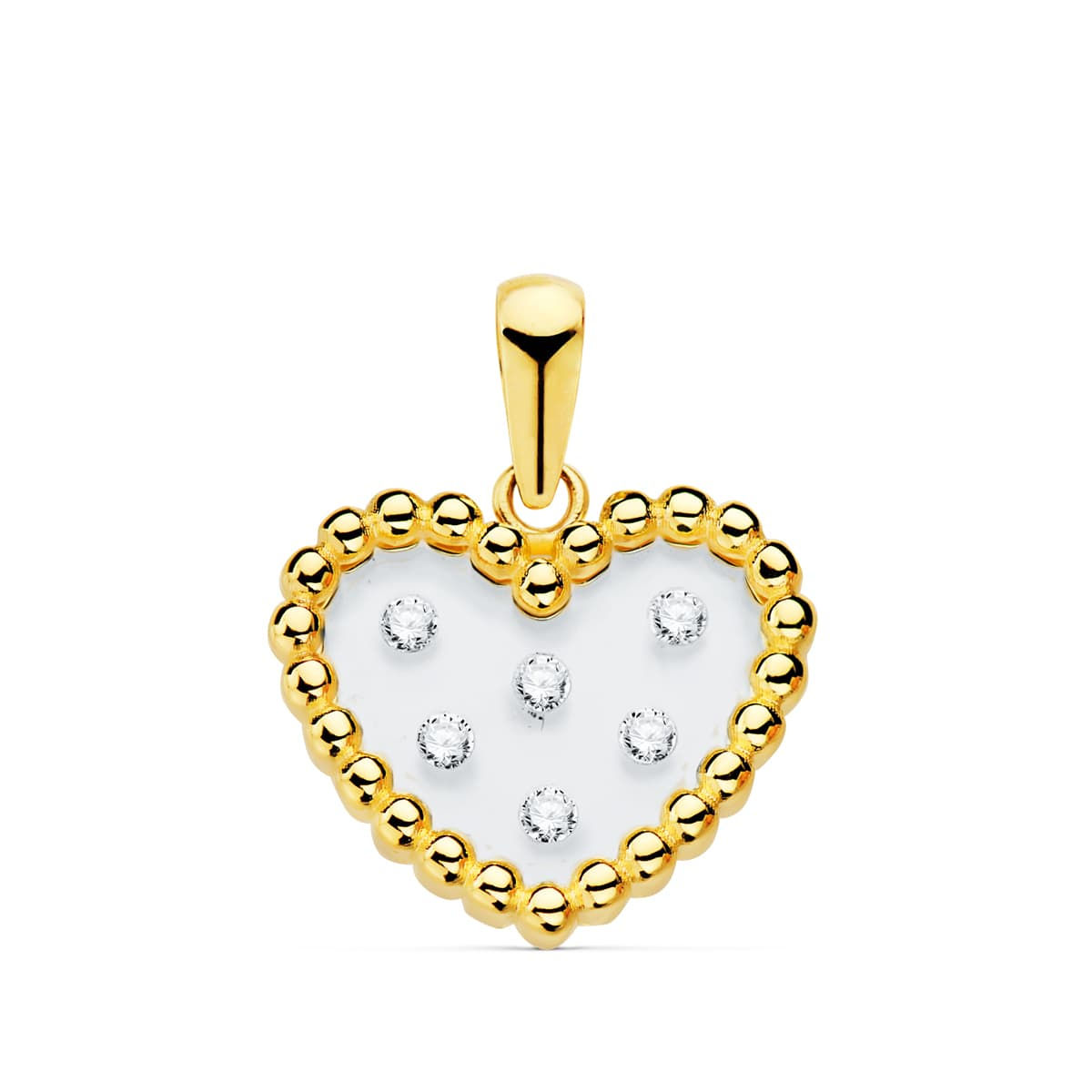 18k Colgante Oro Amarillo Corazon Airshine Transparente Con Circonitas 14x12 Mm