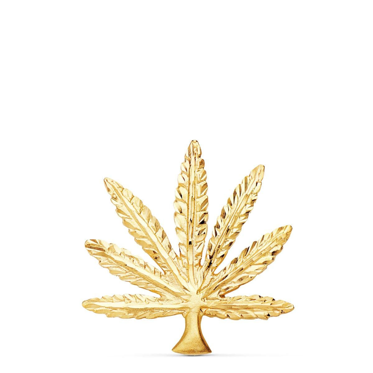 18k Colgante Oro Amarillo Marihuana Tallada 30x28 Mm