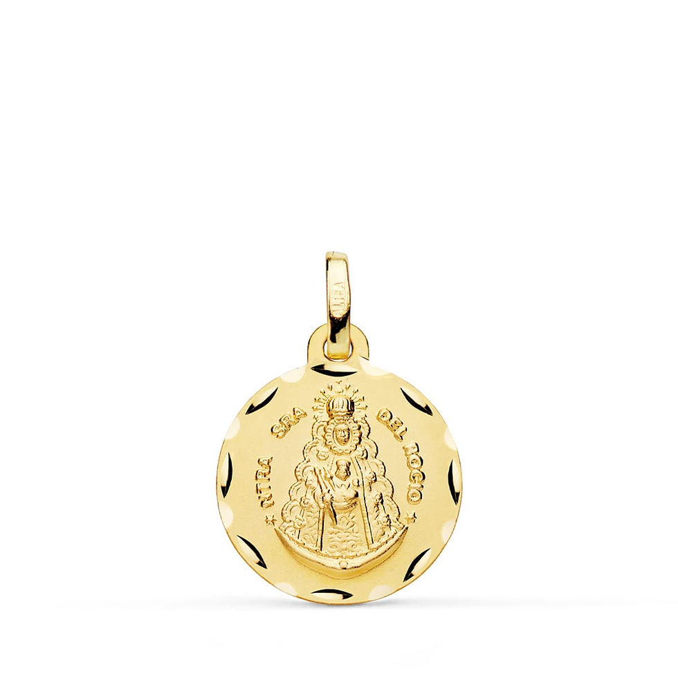 Miniatura: 18k Medalla Oro Amarillo Virgen Del Rocio Tallada 16 Mm