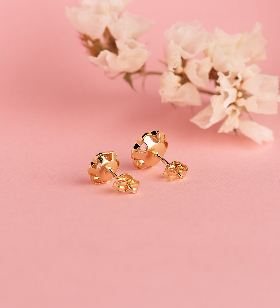 Miniatura: Pendientes de oro amarillo 18K chatón flor orla con circonita, 9 mm · 0,93 g