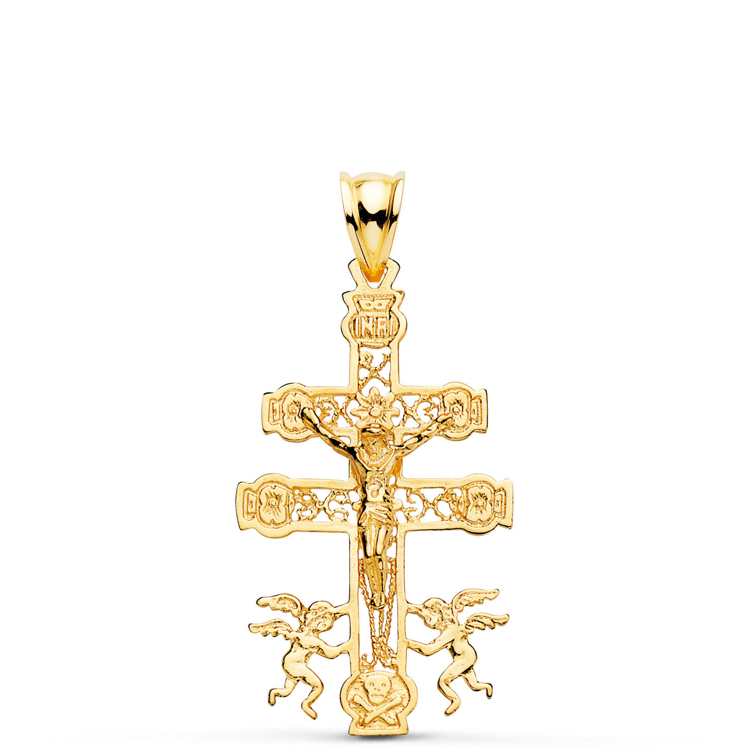 Cruz de oro amarillo 18K caravaca, 35x19 mm