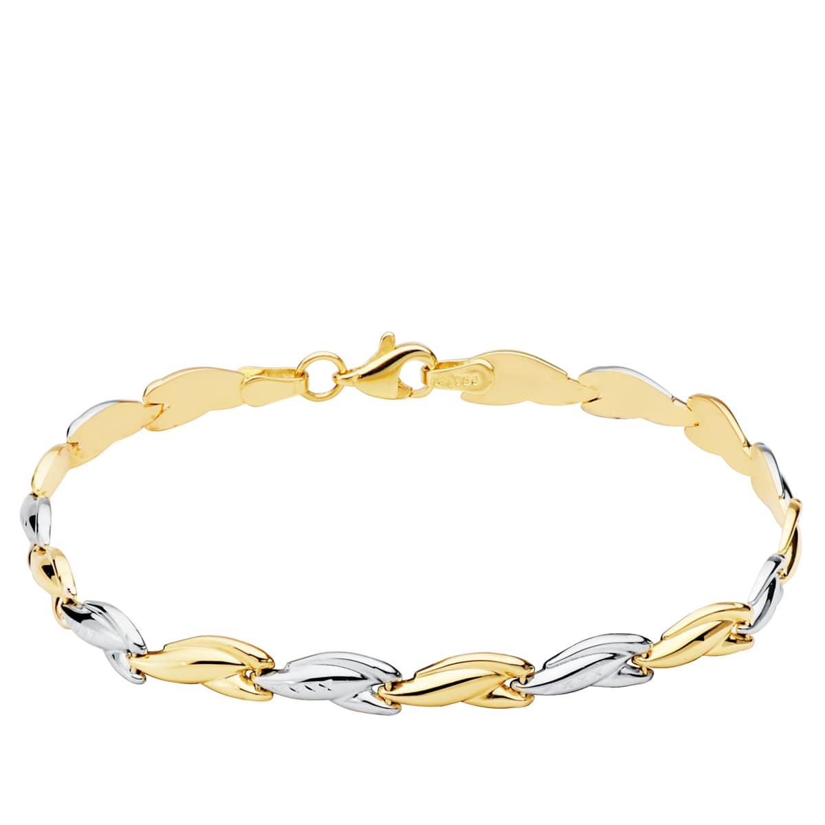 18k Pulsera Bicolor Estampacion 19 Cm
