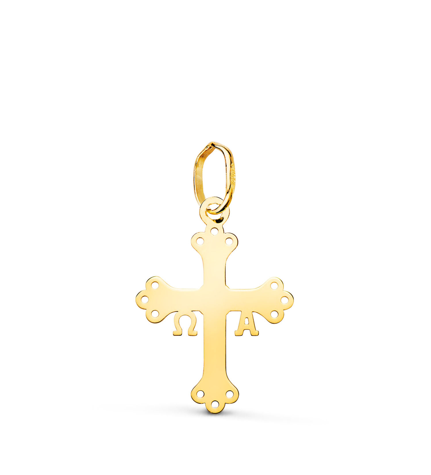 Colgante de oro amarillo 18K cruz covadonga victoria silueta, 18x13 mm