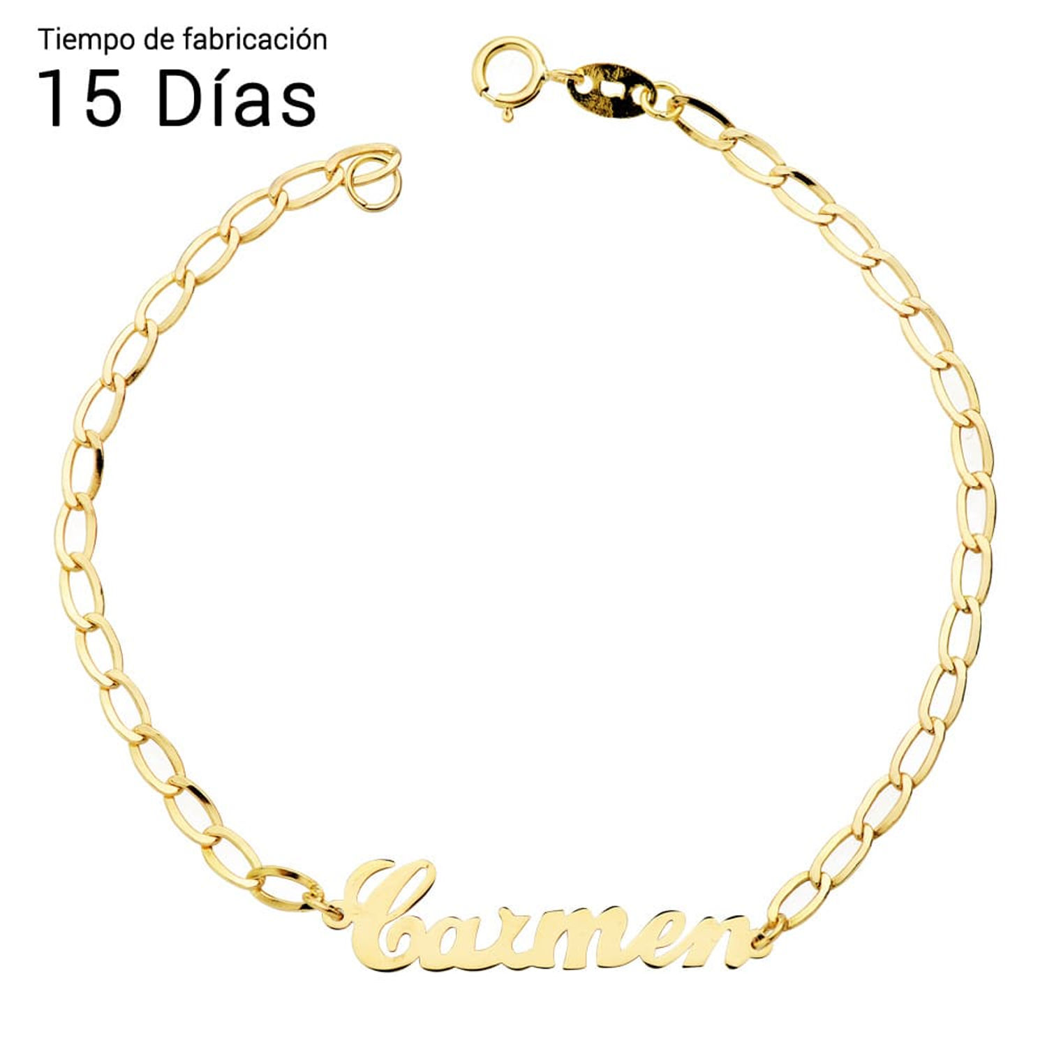 Pulsera de oro amarillo 18K nombre cadena bilbao, 17 cm