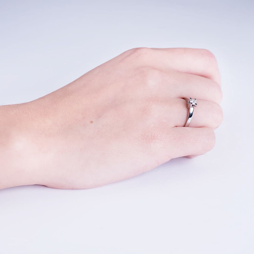 Miniatura: Solitario de oro blanco 18K con diamante, 0,200 qts · 2,92 g