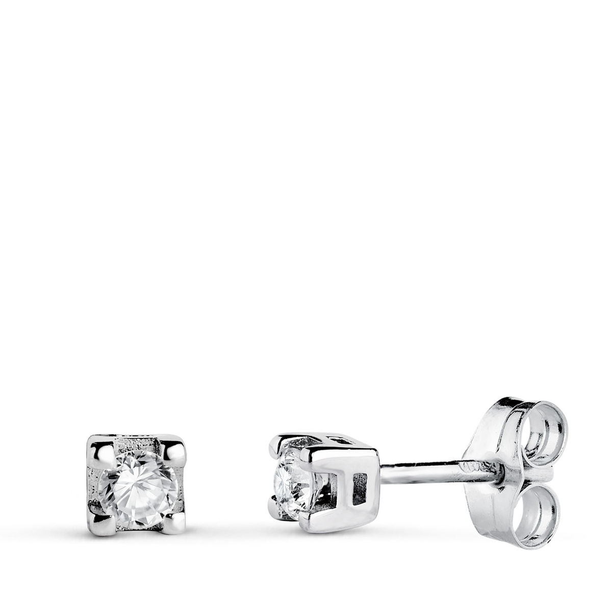 Pendientes de oro blanco 18K con diamante de laboratorio, 2,75 mm / 3,5x3,5 mm