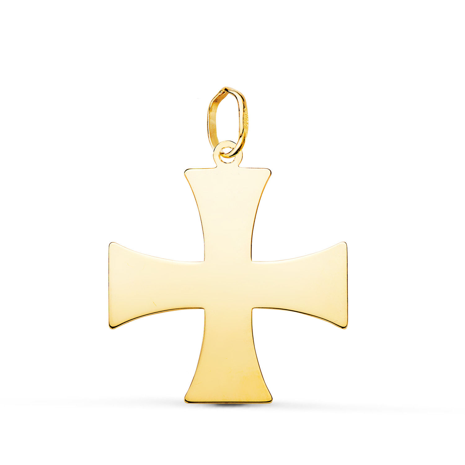 Colgante de oro amarillo 18K cruz templaria silueta, 22x20 mm