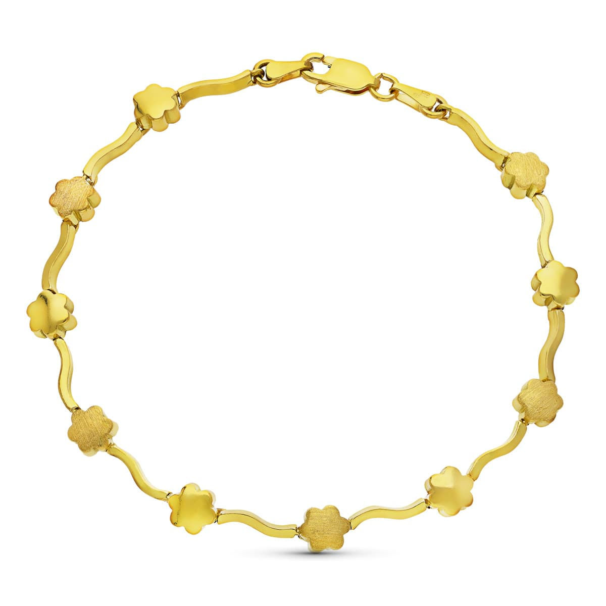 Pulsera de oro amarillo 18K flores · 10,35 g