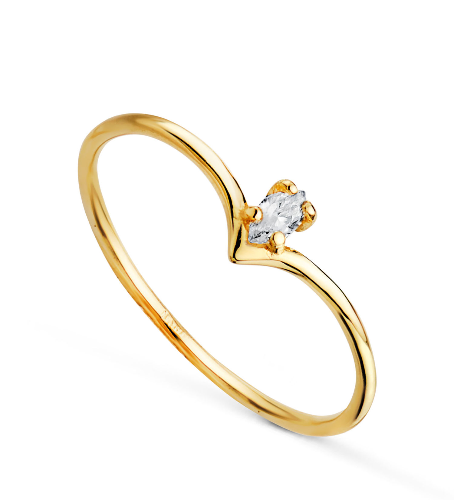 Sortija de oro amarillo 18K pico marquis con diamante de laboratorio