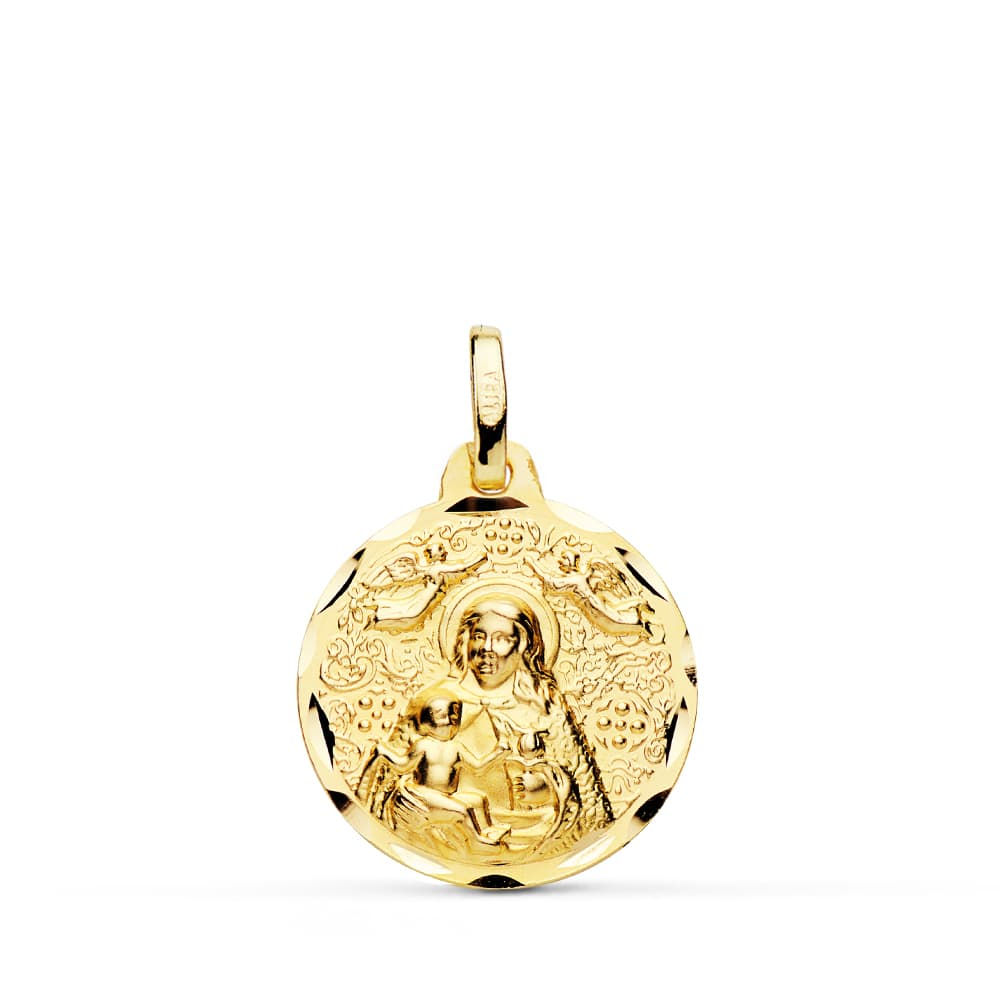 Medalla de oro amarillo 18K Virgen de la Cinta, 18 mm
