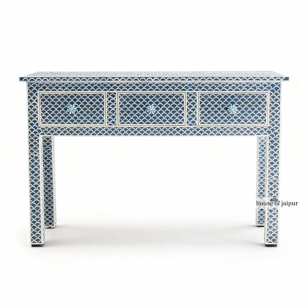 fish scale pattern bone inlay console table, bone inlay desk, bone inlay entryway table, bone inlay furniture