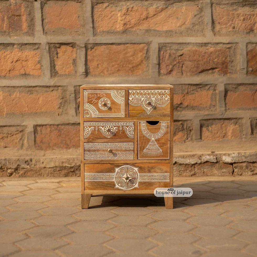 תמונה ממוזערת: Jaipur Hand-Painted Solid Wood Bedside Chest, hand painted dresser, solid wood dresser and chest of drawers