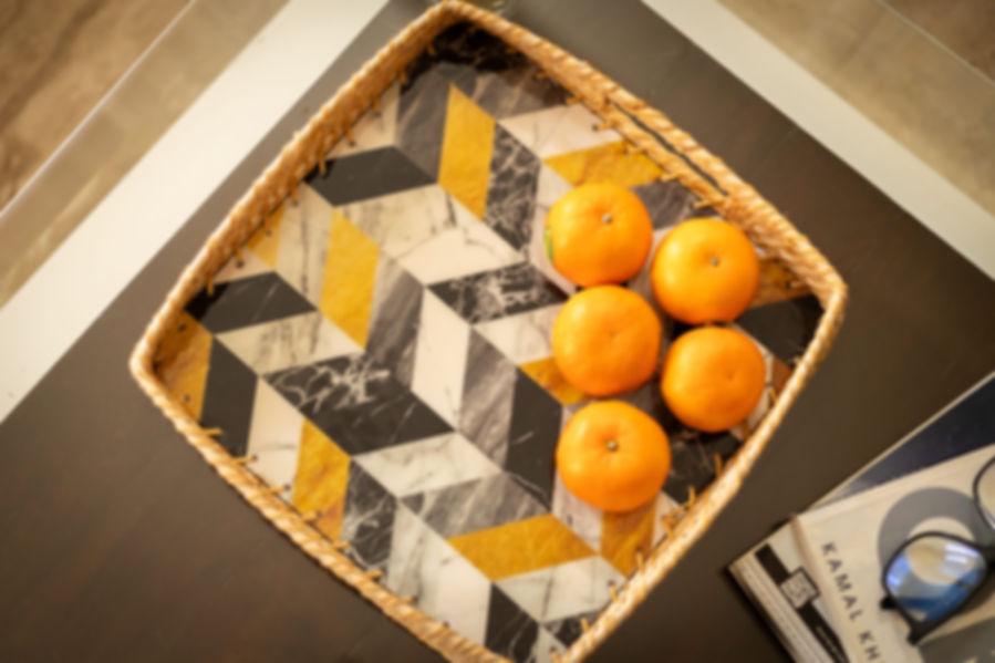 hand painted inlay tray, geometric serving tray, inlay tray. geometric pattern tray,