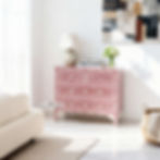 Pink mother of pearl inlay chest of drawers with floral pattern by House of Jaipur.