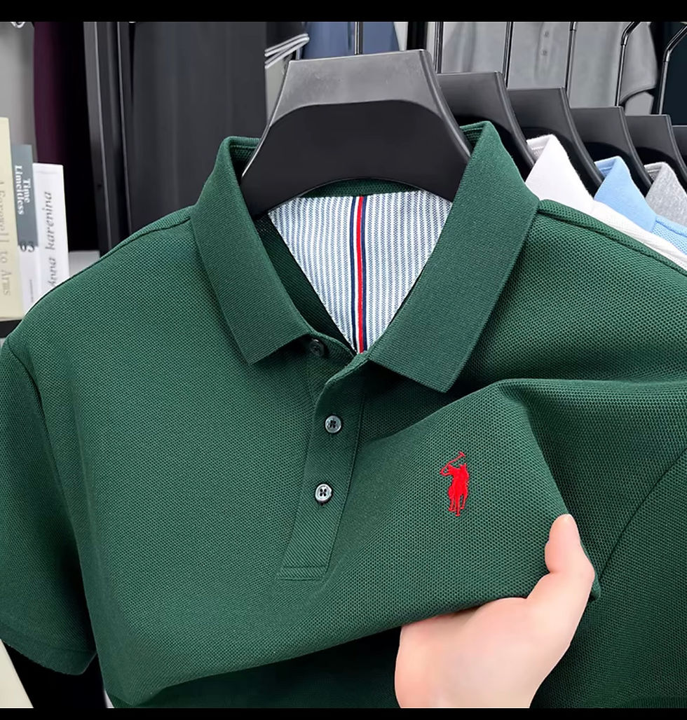 Miniatura: Polo 100% algodão puro manga curta camisa polo masculina verão moda high-end mar