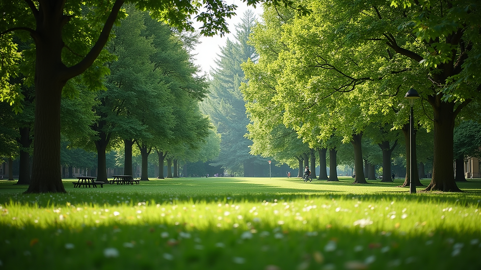 Eye-level view of a tranquil park with trees