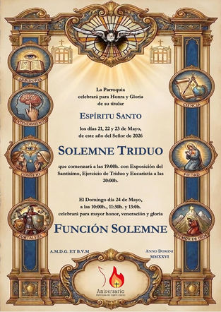 Triduo y solemnidad de Pentecostés, 21 a 24 de mayo