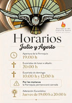 Horario parroquial de julio y agosto de 2026