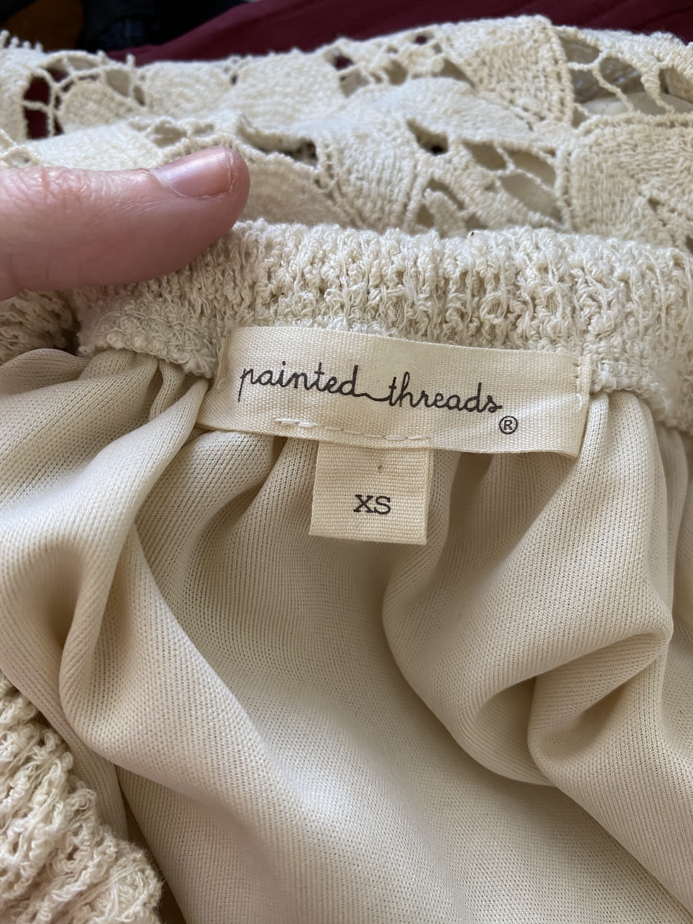 Thumbnail: Crochet Lace Beige Skirt