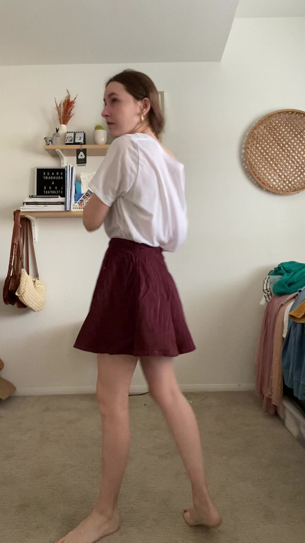 Thumbnail: American Apparel Maroon Corduroy Skirt