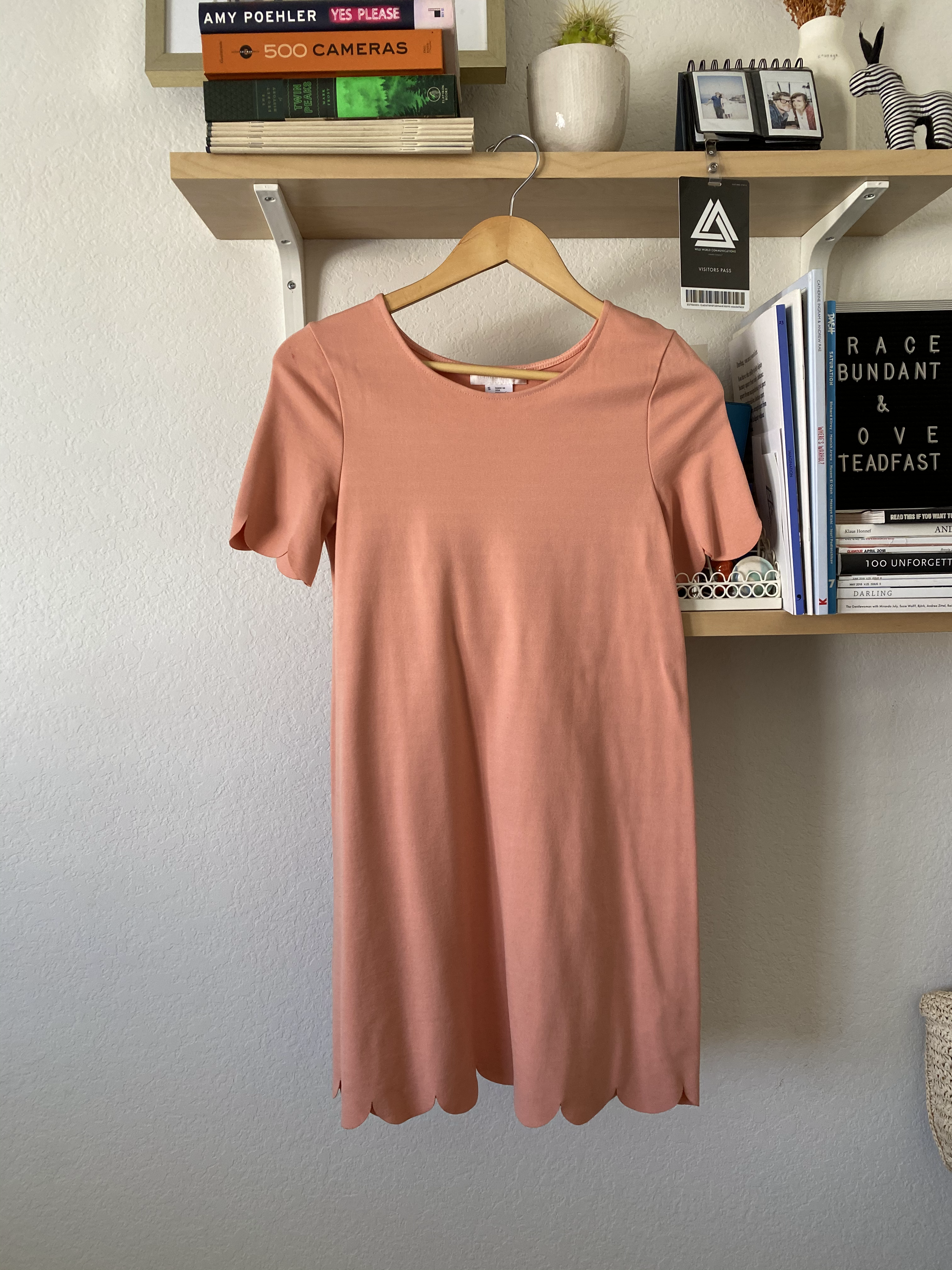 Peach Laser Cut Shift Dress